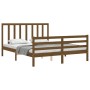 Honey brown wooden bed frame with headboard 160x200 cm by vidaXL, Beds and slatted bases - Ref: Foro24-3193804, Price: 167,99...