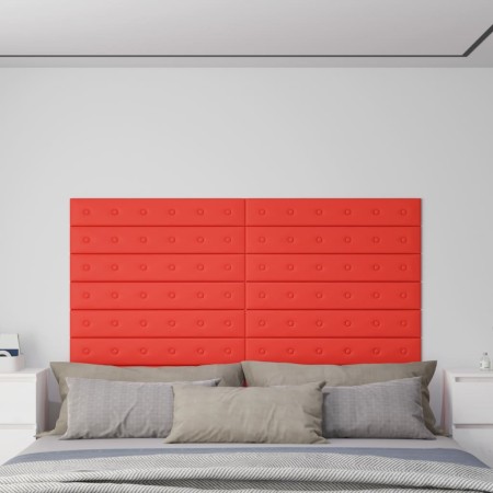 Paneles de pared 12 uds cuero sintético rojo 90x15 cm 1,62 m² de vidaXL, Recubrimiento de paredes - Ref: Foro24-343997, Preci...