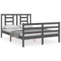 Double bed frame with gray solid wood headboard by vidaXL, Beds and slatted bases - Ref: Foro24-3194673, Price: 154,99 €, Dis...