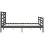 Double bed frame with gray solid wood headboard by vidaXL, Beds and slatted bases - Ref: Foro24-3194673, Price: 154,99 €, Dis...