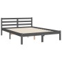 Double bed frame with gray solid wood headboard by vidaXL, Beds and slatted bases - Ref: Foro24-3194673, Price: 154,99 €, Dis...