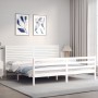 Estructura de cama con cabecero madera maciza blanco 200x200 cm de vidaXL, Camas y somieres - Ref: Foro24-3195047, Precio: 21...