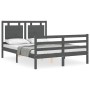 Gray solid wood bed frame with headboard 120x200 cm by vidaXL, Beds and slatted bases - Ref: Foro24-3194048, Price: 153,78 €,...