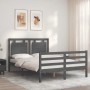 Gray solid wood bed frame with headboard 120x200 cm by vidaXL, Beds and slatted bases - Ref: Foro24-3194048, Price: 153,78 €,...