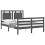 Estructura de cama con cabecero madera maciza gris 120x200 cm de vidaXL, Camas y somieres - Ref: Foro24-3194048, Precio: 153,...