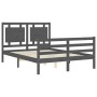 Gray solid wood bed frame with headboard 120x200 cm by vidaXL, Beds and slatted bases - Ref: Foro24-3194048, Price: 153,78 €,...