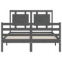 Gray solid wood bed frame with headboard 120x200 cm by vidaXL, Beds and slatted bases - Ref: Foro24-3194048, Price: 153,78 €,...