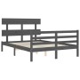 Estructura de cama matrimonio con cabecero madera maciza gris de vidaXL, Camas y somieres - Ref: Foro24-3195063, Precio: 147,...