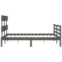 Estructura de cama matrimonio con cabecero madera maciza gris de vidaXL, Camas y somieres - Ref: Foro24-3195063, Precio: 147,...