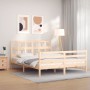 Bed frame with solid wood headboard 160x200 cm by vidaXL, Beds and slatted bases - Ref: Foro24-3194841, Price: 140,94 €, Disc...