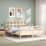 Estructura de cama con cabecero madera maciza 160x200 cm de vidaXL, Camas y somieres - Ref: Foro24-3194841, Precio: 138,99 €,...