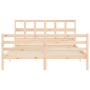 Bed frame with solid wood headboard 160x200 cm by vidaXL, Beds and slatted bases - Ref: Foro24-3194841, Price: 138,99 €, Disc...