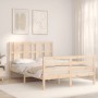 Bed frame with solid wood headboard 120x200 cm by vidaXL, Beds and slatted bases - Ref: Foro24-3194111, Price: 121,59 €, Disc...