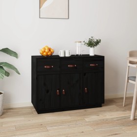 Sideboard aus massivem schwarzem Kiefernholz, 100 x 40 x 75 cm von vidaXL, Sideboards - Ref: Foro24-820151, Preis: 163,99 €, ...