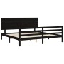 Bed frame with black solid wood headboard 200x200 cm by vidaXL, Beds and slatted bases - Ref: Foro24-3195245, Price: 180,02 €...