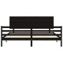 Bed frame with black solid wood headboard 200x200 cm by vidaXL, Beds and slatted bases - Ref: Foro24-3195245, Price: 180,02 €...