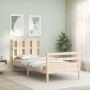 Bed frame with solid wood headboard 100x200 cm by vidaXL, Beds and slatted bases - Ref: Foro24-3194106, Price: 99,99 €, Disco...