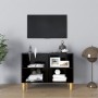 Mueble de TV con patas de madera maciza negro 69,5x30x50 cm de vidaXL, Muebles TV - Ref: Foro24-805924, Precio: 40,60 €, Desc...