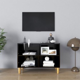 Mueble de TV con patas de madera maciza negro 69,5x30x50 cm de vidaXL, Muebles TV - Ref: Foro24-805924, Precio: 36,35 €, Desc...