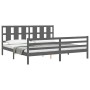 Gray solid wood bed frame with headboard 200x200 cm by vidaXL, Beds and slatted bases - Ref: Foro24-3194138, Price: 175,39 €,...