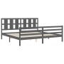 Gray solid wood bed frame with headboard 200x200 cm by vidaXL, Beds and slatted bases - Ref: Foro24-3194138, Price: 175,39 €,...