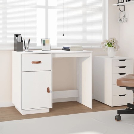 Solid white pine wood desk 95x50x75 cm by vidaXL, Desks - Ref: Foro24-820103, Price: 117,77 €, Discount: %