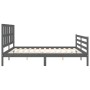 Gray solid wood bed frame with headboard 200x200 cm by vidaXL, Beds and slatted bases - Ref: Foro24-3194138, Price: 175,39 €,...