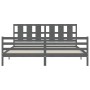 Gray solid wood bed frame with headboard 200x200 cm by vidaXL, Beds and slatted bases - Ref: Foro24-3194138, Price: 175,39 €,...