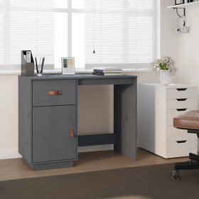 Solid gray pine wood desk 95x50x75 cm by vidaXL, Desks - Ref: Foro24-820104, Price: 162,95 €, Discount: %