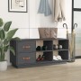 Banco zapatero madera maciza de pino gris 100x34x45 cm de vidaXL, Zapateros y organizadores de calzado - Ref: Foro24-820179, ...