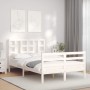 White solid wood bed frame with headboard 120x200 cm by vidaXL, Beds and slatted bases - Ref: Foro24-3193917, Price: 121,69 €...