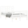 White solid wood bed frame with headboard 120x200 cm by vidaXL, Beds and slatted bases - Ref: Foro24-3193917, Price: 121,69 €...