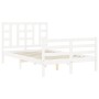 White solid wood bed frame with headboard 120x200 cm by vidaXL, Beds and slatted bases - Ref: Foro24-3193917, Price: 121,69 €...