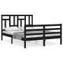 Bed frame with black solid wood headboard 140x200 cm by vidaXL, Beds and slatted bases - Ref: Foro24-3194965, Price: 175,99 €...