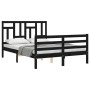 Bed frame with black solid wood headboard 140x200 cm by vidaXL, Beds and slatted bases - Ref: Foro24-3194965, Price: 175,99 €...