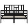 Bed frame with black solid wood headboard 140x200 cm by vidaXL, Beds and slatted bases - Ref: Foro24-3194965, Price: 175,99 €...