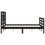 Bed frame with black solid wood headboard 140x200 cm by vidaXL, Beds and slatted bases - Ref: Foro24-3194965, Price: 175,99 €...