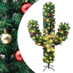 Christmas cactus with stand and green LEDs 150 cm PVC by vidaXL, Christmas trees - Ref: Foro24-344655, Price: 64,14 €, Discou...