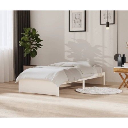 Solid white pine wood bed frame 90x200 cm by vidaXL, Beds and slatted bases - Ref: Foro24-833236, Price: 129,11 €, Discount: %