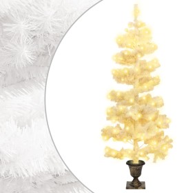 Spiral Christmas tree with flower pot and white PVC LEDs 120 cm by vidaXL, Christmas trees - Ref: Foro24-344652, Price: 32,61...