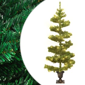 Árbol de Navidad en espiral con maceta y LED PVC verde 120 cm de vidaXL, Arboles de navidad - Ref: Foro24-344649, Precio: 29,...