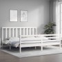 White solid wood bed frame with headboard 200x200 cm by vidaXL, Beds and slatted bases - Ref: Foro24-3193812, Price: 151,76 €...