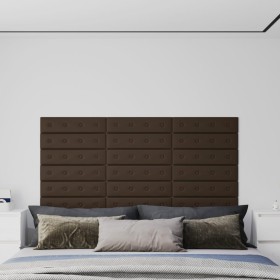 Wall panels 12 pcs brown synthetic leather 60x15 cm 1.08 m² by vidaXL, Wall covering - Ref: Foro24-343987, Price: 29,99 €, Di...