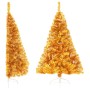 Half artificial Christmas tree with golden PVC support 150 cm by vidaXL, Christmas trees - Ref: Foro24-344691, Price: 21,32 €...