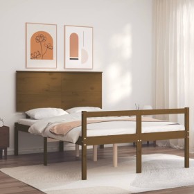 Elderly bed with honey brown wooden headboard 140x200 cm by vidaXL, Beds and slatted bases - Ref: Foro24-3195484, Price: 157,...