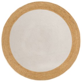 Jute und Baumwolle geflochten Teppich rund weiß und natürlich 90 cm von vidaXL, Teppiche - Ref: Foro24-344973, Preis: 23,99 €...