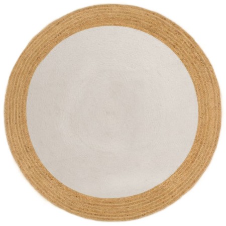 Braided round white and natural 90 cm jute and cotton rug by vidaXL, Rugs - Ref: Foro24-344973, Price: 23,99 €, Discount: %