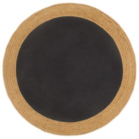 Jute und Baumwolle geflochtenen Teppich rund schwarz und natürlich 150 cm von vidaXL, Teppiche - Ref: Foro24-344971, Preis: 5...