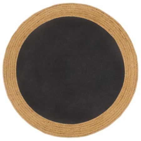 Alfombra trenzada yute y algodón redonda negra y natural 150 cm de vidaXL, Alfombras - Ref: Foro24-344971, Precio: 56,40 €, D...