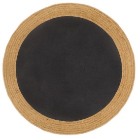 Alfombra trenzada yute y algodón redonda negra y natural 90 cm de vidaXL, Alfombras - Ref: Foro24-344969, Precio: 26,84 €, De...